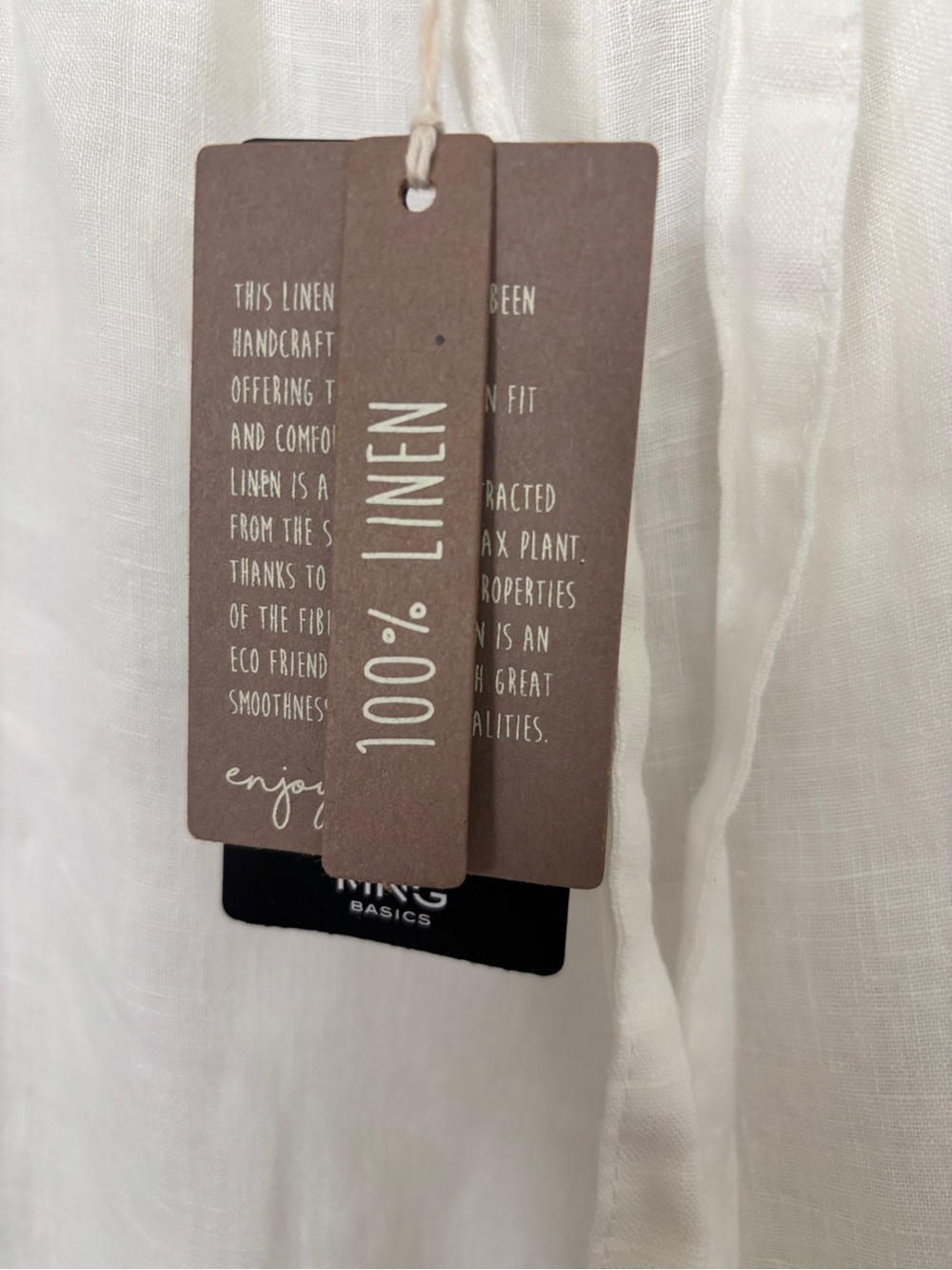 Nordstrom Mango 100%Linen Drawstring Pants Size L - waist 17” - 20” - inseam 29” - Picture 2 of 5